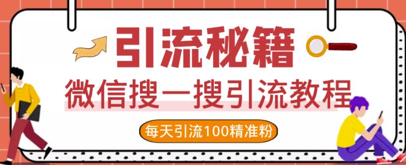 微信搜一搜引流教程，每天引流100精准粉-