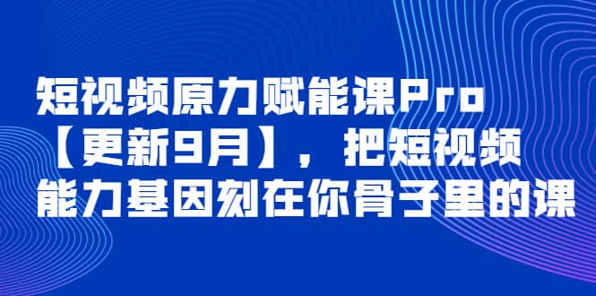 短视频原力赋能课Pro【更新9月】，把短视频能力基因刻在你骨子里的课-