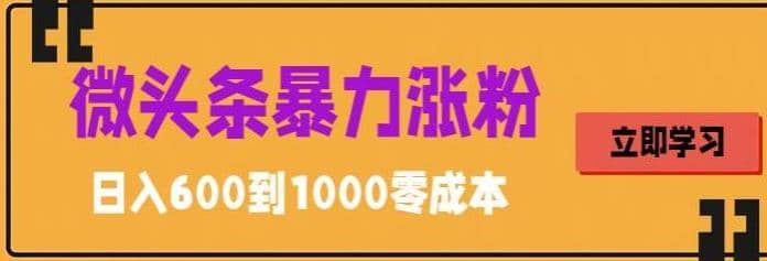 微头条暴力涨粉技巧搬运文案就能涨几万粉丝，简单0成本，日赚600-