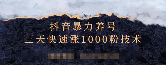 抖音暴力养号，三天快速涨1000粉技术【视频课程】-