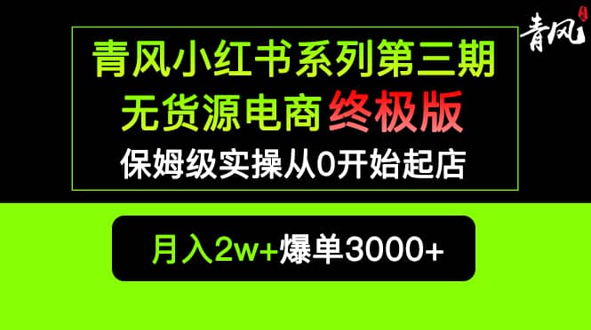 小红书无货源电商爆单终极版【视频教程+实战手册】保姆级实操从0起店爆单-