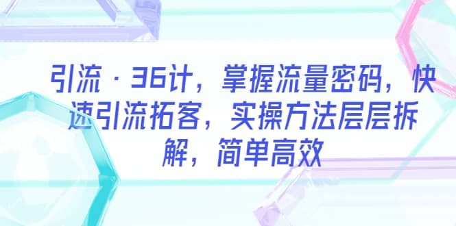 引流·36计，掌握流量密码，快速引流拓客，实操方法层层拆解，简单高效-