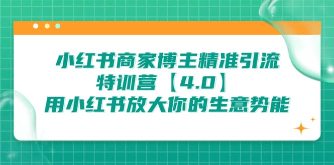 小红书商家 博主精准引流特训营【4.0】用小红书放大你的生意势能-