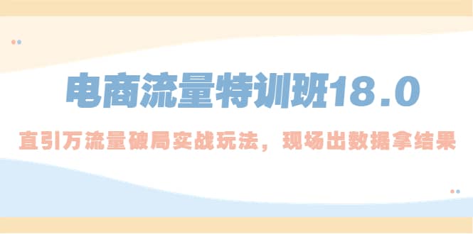 电商流量特训班18.0，直引万流量破局实操玩法，现场出数据拿结果-