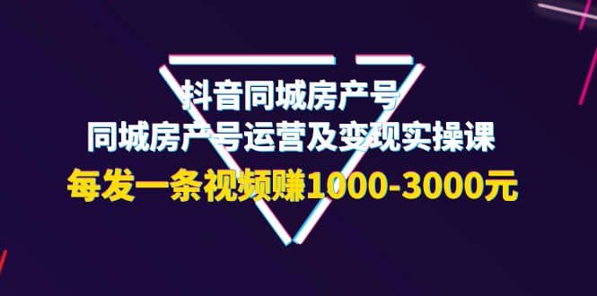 抖音同城房产号，同城房产号运营及变现实操课，每发一条视频赚1000-3000元-