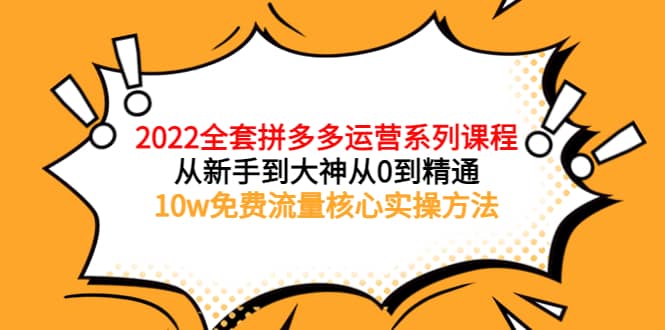 2022全套拼多多运营课程，从新手到大神从0到精通，10w免费流量核心实操方法-