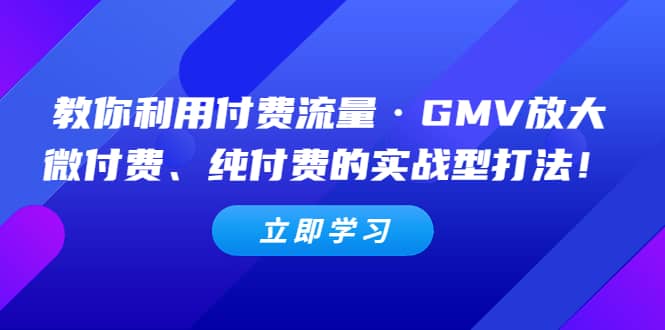 教你利用付费流量·GMV放大，微付费、纯付费的实战型打法-