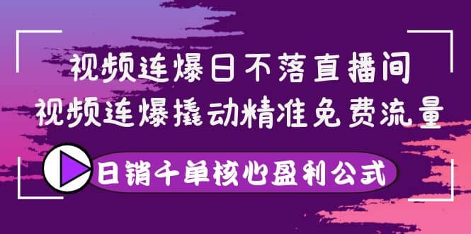 视频连爆日不落直播间，视频连爆撬动精准免费流量，日销千单核心盈利公式-