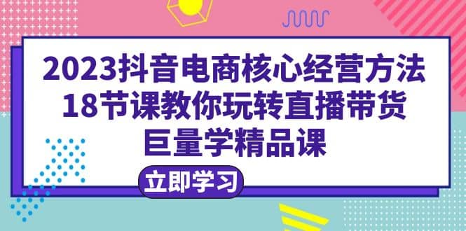 2023抖音电商核心经营方法：18节课教你玩转直播带货，巨量学精品课-