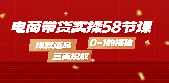 电商带货实操58节课，爆款选品，豆荚投放，0-1的搭建-