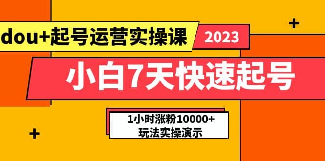 小白7天快速起号：dou+起号运营实操课，实战1小时涨粉10000+玩法演示-