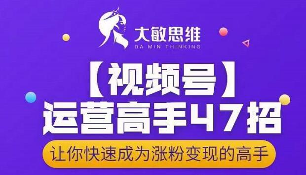 大敏思维-视频号运营高手47招，让你快速成为涨粉变现高手-