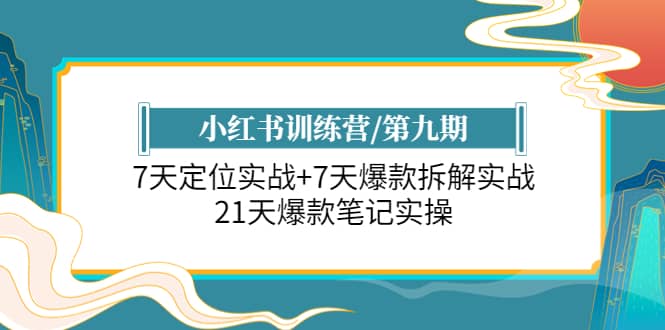 小红书训练营/第九期：7天定位实战+7天爆款拆解实战，21天爆款笔记实操-