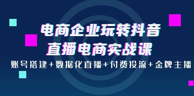 电商企业玩转抖音直播电商实战课：账号搭建+数据化直播+付费投流+金牌主播-