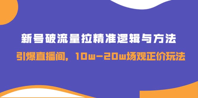 新号破流量拉精准逻辑与方法，引爆直播间，10w-20w场观正价玩法-