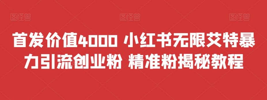 首发价值4000 小红书无限艾特暴力引流创业粉 精准粉揭秘教程-