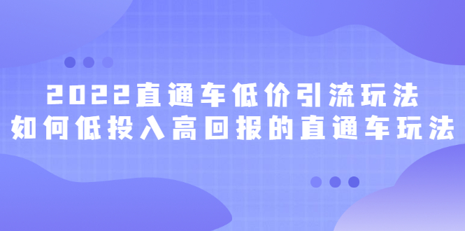 2022直通车低价引流玩法，教大家如何低投入高回报的直通车玩法-