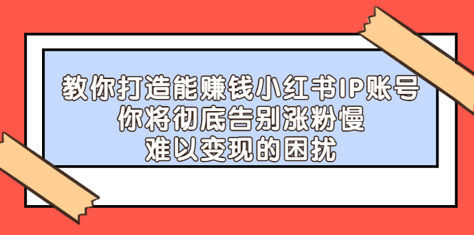 教你打造能赚钱小红书IP账号，了解透彻小红书的真正玩法-