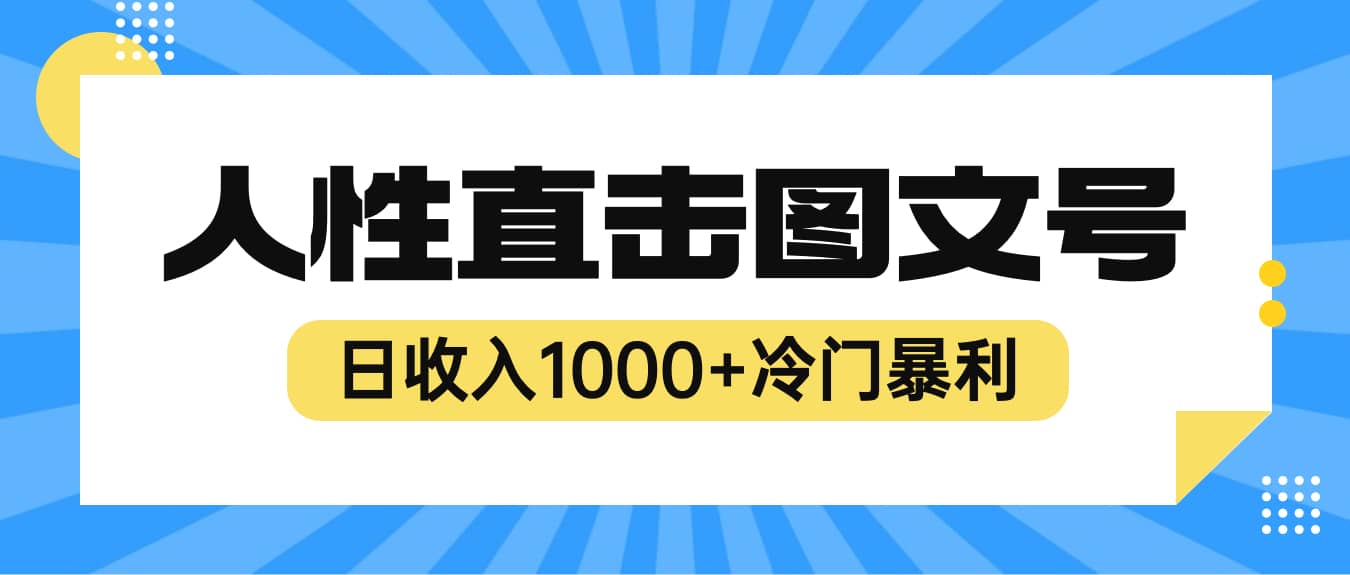 2023最新冷门暴利赚钱项目，人性直击图文号，日收入1000+【视频教程】-