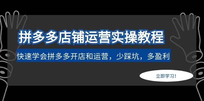 拼多多店铺运营实操教程：快速学会拼多多开店和运营，少踩坑，多盈利-