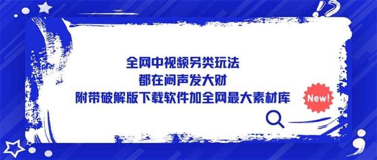 全网中视频另类玩法，都在闷声发大财，附带下载软件加全网最大素材库-