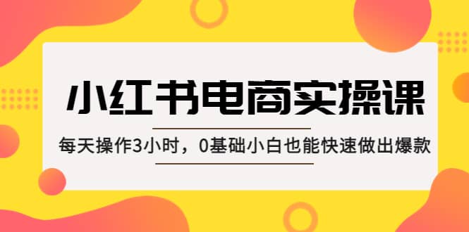 小红书·电商实操课：每天操作3小时，0基础小白也能快速做出爆款-