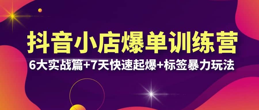 抖音小店爆单训练营VIP线下课：6大实战篇+7天快速起爆+标签暴力玩法(32节)-