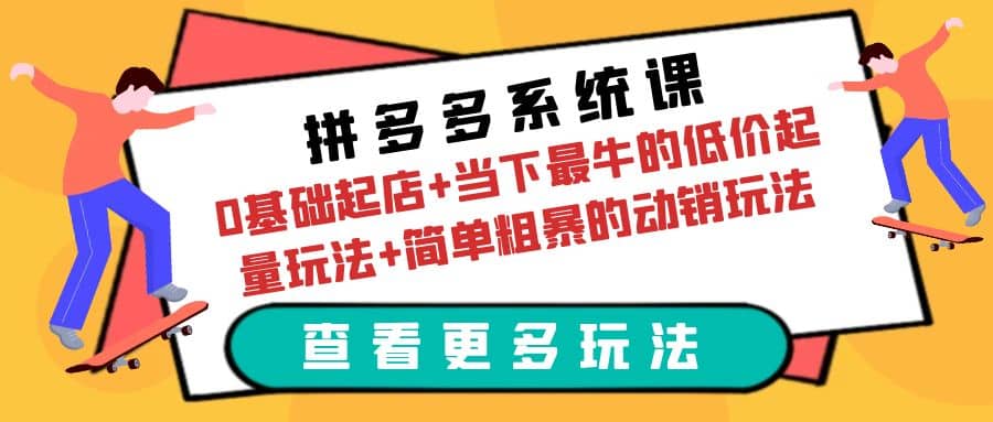 拼多多系统课：0基础起店+当下最牛的低价起量玩法+简单粗暴的动销玩法-