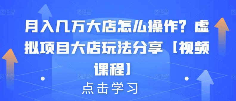 月入几万大店怎么操作？虚拟项目大店玩法分享【视频课程】-