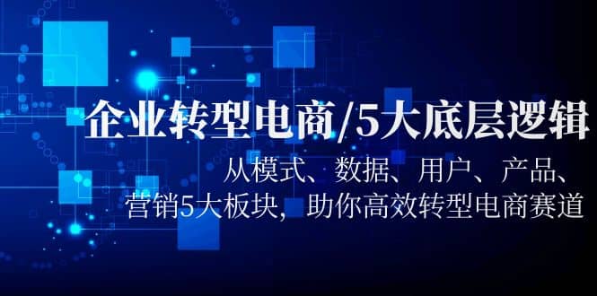 企业转型电商/5大底层逻辑，从模式 数据 用户 产品 营销5大板块，高效转型-