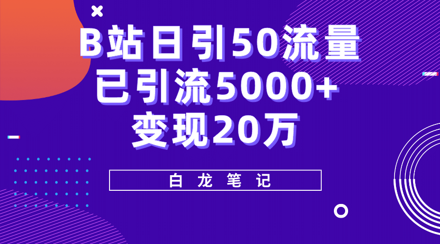 B站日引50+流量，实战已引流5000+变现20万，超级实操课程-