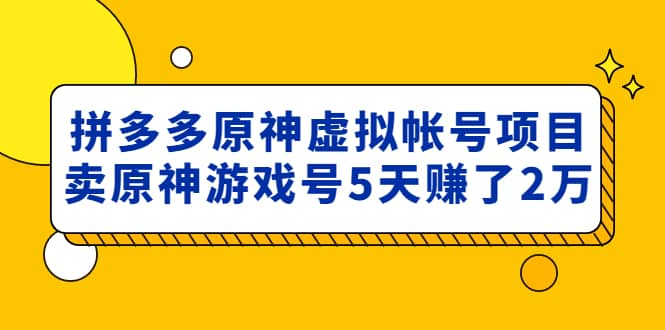 外面卖2980的拼多多原神虚拟帐号项目-