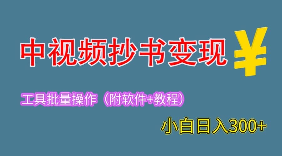 2023中视频抄书变现（附工具+教程），一天300+，特别适合新手操作的副业-