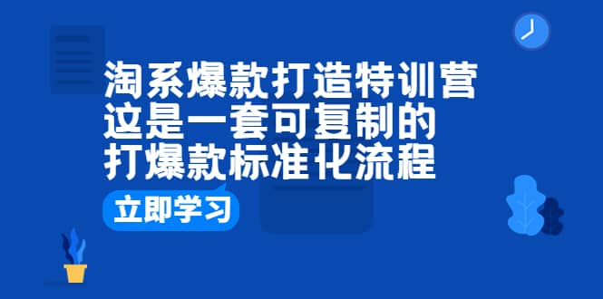 淘系爆款打造特训营：这是一套可复制的打爆款标准化流程-