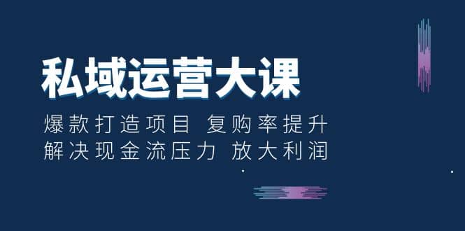 私域运营大课：爆款打造项目 复购率提升 解决现金流压力 放大利润-