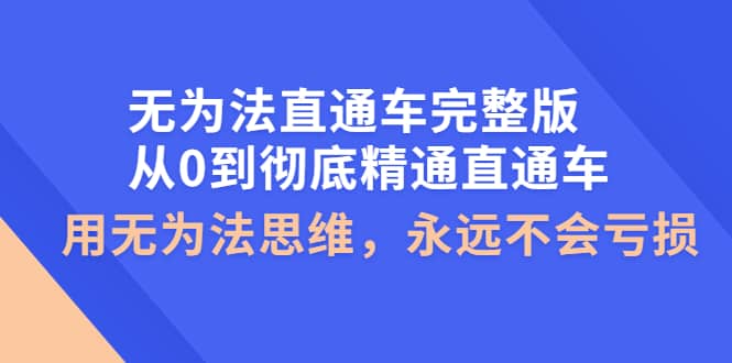 无为法直通车完整版：从0到彻底精通直通车，用无为法思维，永远不会亏损-