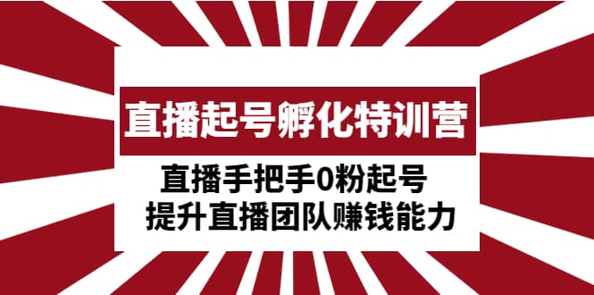 直播起号孵化特训营：直播手把手0粉起号 提升直播团队赚钱能力-