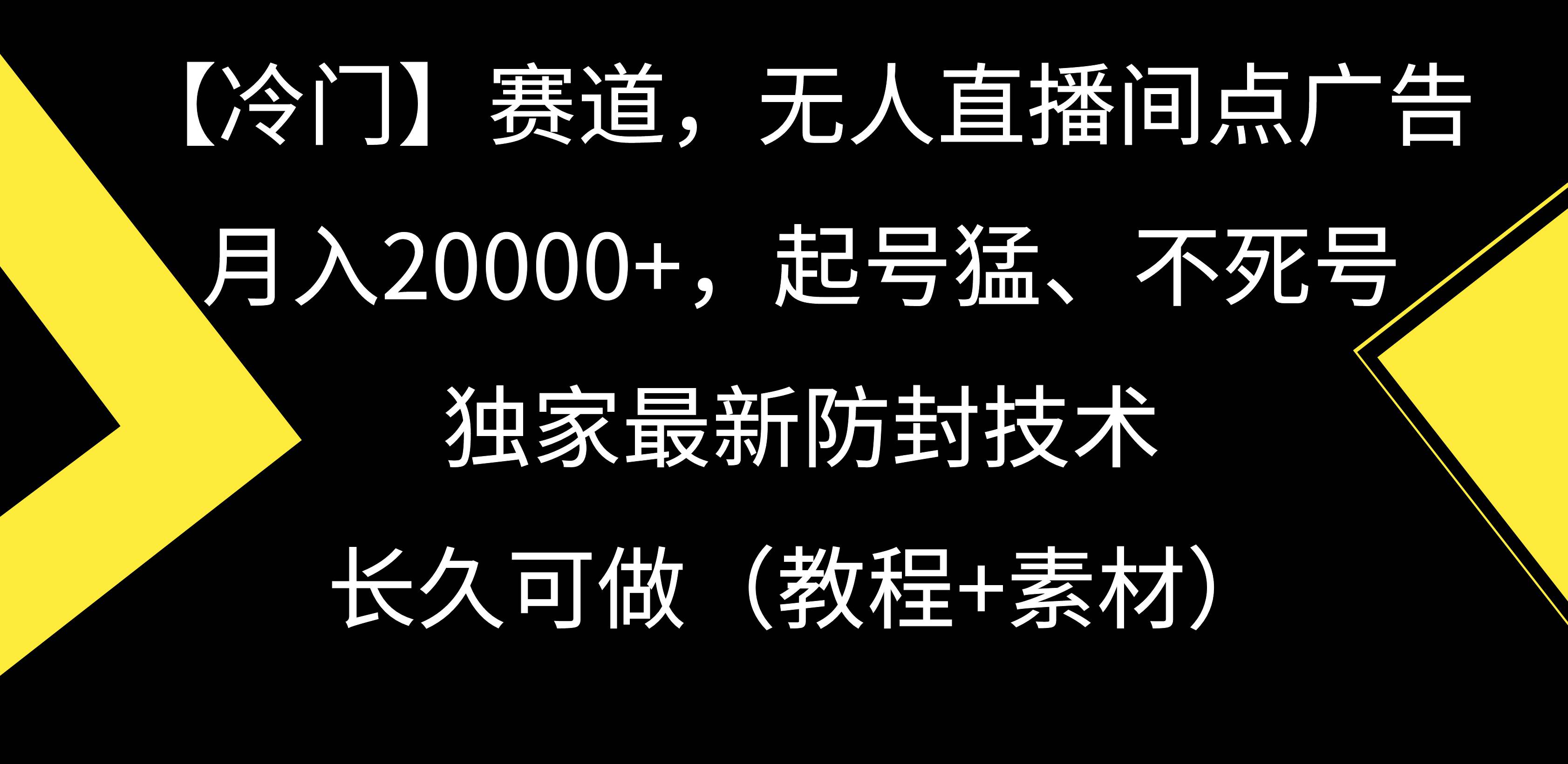 【冷门】赛道，无人直播间点广告，月入20000+，起号猛、不死号，独家最…-