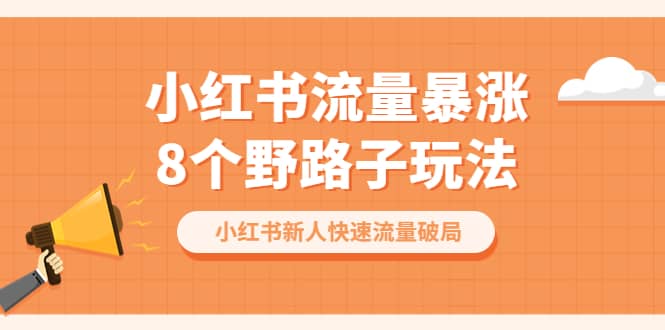 小红书流量-暴涨8个野路子玩法：小红书新人快速流量破局（8节课）-