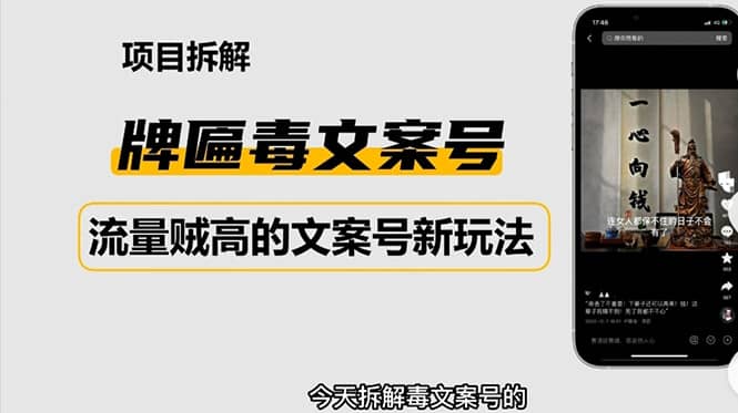 2023抖音快手毒文案新玩法，牌匾文案号，起号快易变现-