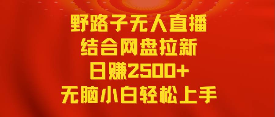 无人直播野路子结合网盘拉新，日赚2500+多平台变现，小白无脑轻松上手操作-