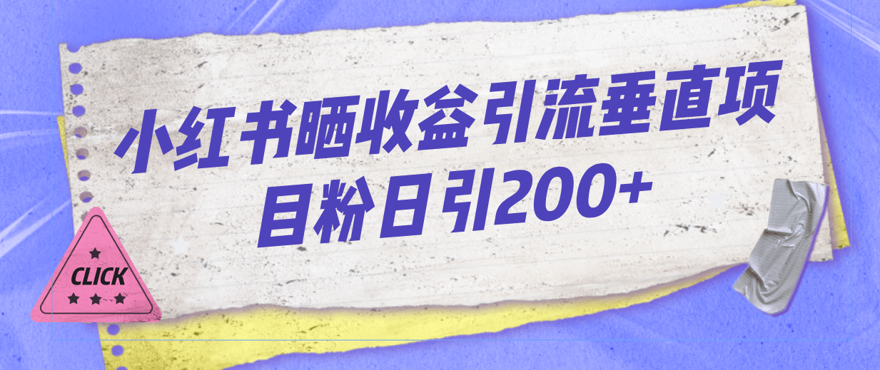 小红书晒收益图引流垂直项目粉日引200+-