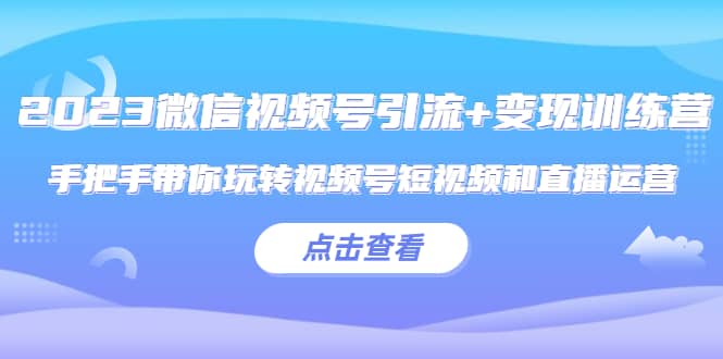 2023微信视频号引流+变现训练营：手把手带你玩转视频号短视频和直播运营-