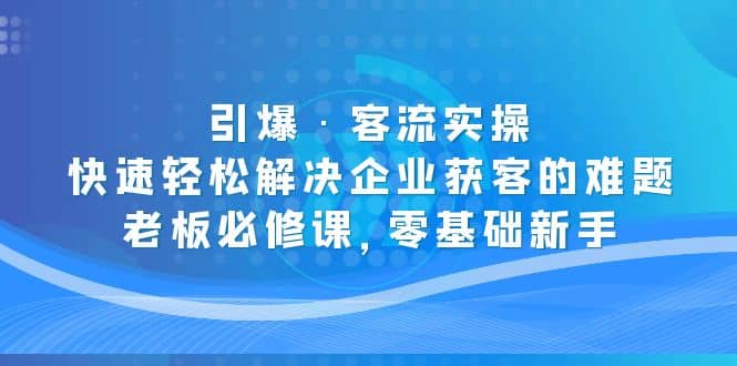 引爆·客流实操：快速轻松解决企业获客的难题，老板必修课，零基础新手-