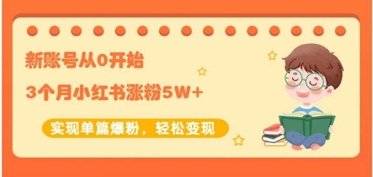 新账号从0开始3个月小红书涨粉5W+实现单篇爆粉，轻松变现（干货）-