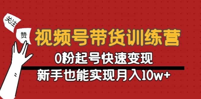 视频号带货训练营：0粉起号快速变现-