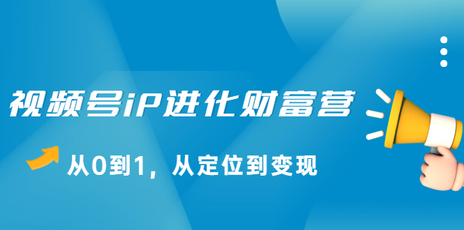 视频号iP进化财富营第1期，21天从0到1，从定位到变现-