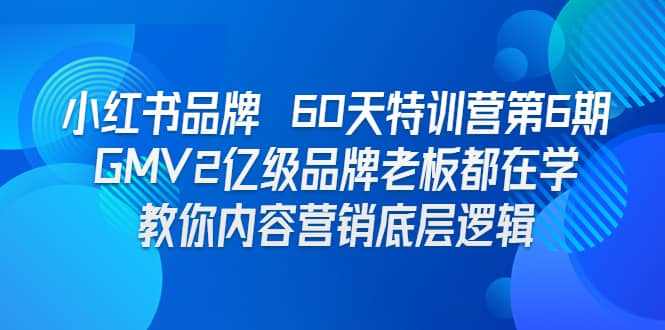 小红书品牌 60天特训营第6期 GMV2亿级品牌老板都在学 教你内容营销底层逻辑-