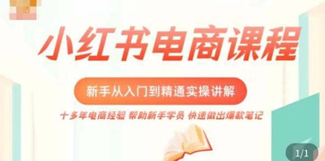 小红书电商新手入门到精通实操课，从入门到精通做爆款笔记，开店运营-