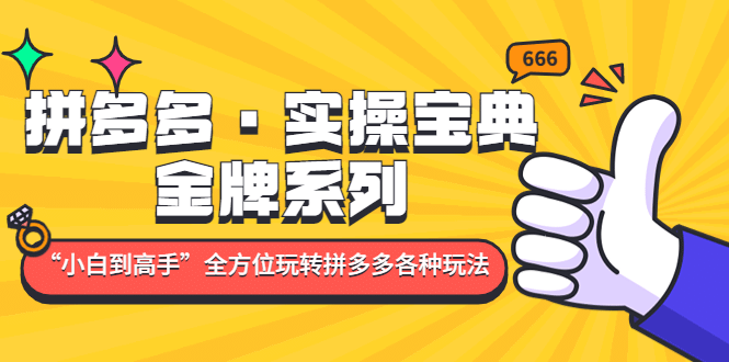 拼多多·实操宝典：金牌系列“小白到高手”带你全方位玩转拼多多各种玩法-